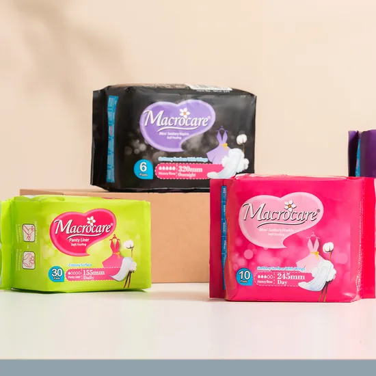 Macrocare Disposable Female Cotton Maxi Sanitary Pads Napkins Manufacturer 